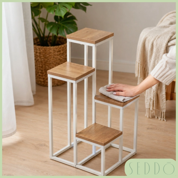 Kwietnik stojący 4-poziomowy metalowy biały loft | SEDDŌ – zdjęcie 5