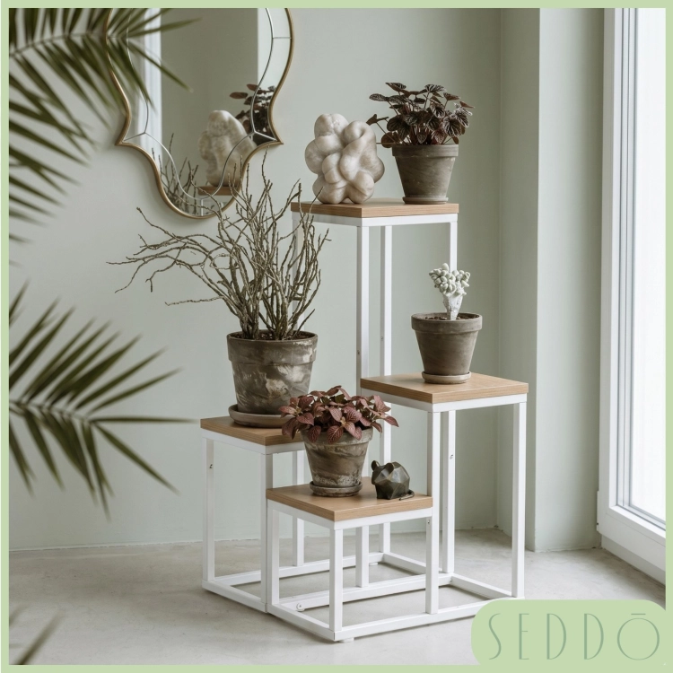Kwietnik stojący 4-poziomowy metalowy biały loft | SEDDŌ – zdjęcie 8