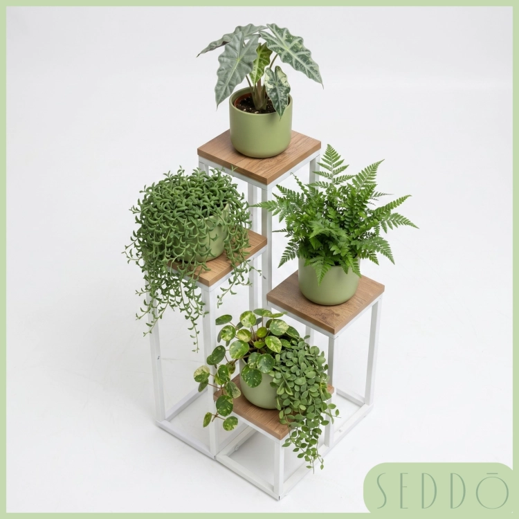 Kwietnik stojący 4-poziomowy metalowy biały loft | SEDDŌ – zdjęcie 10