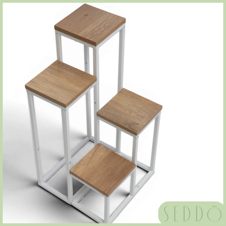 Kwietnik stojący 4-poziomowy metalowy biały loft | SEDDŌ – zdjęcie 13