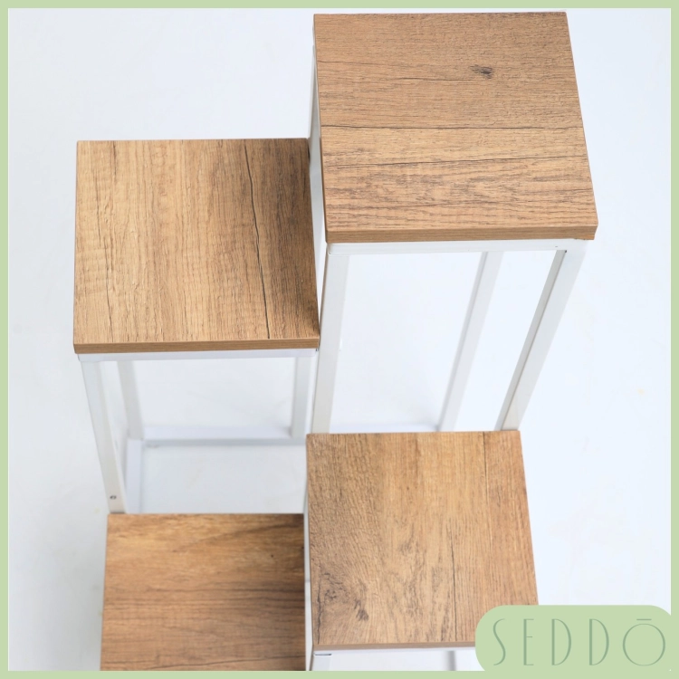 Kwietnik stojący 4-poziomowy metalowy biały loft | SEDDŌ – zdjęcie 15