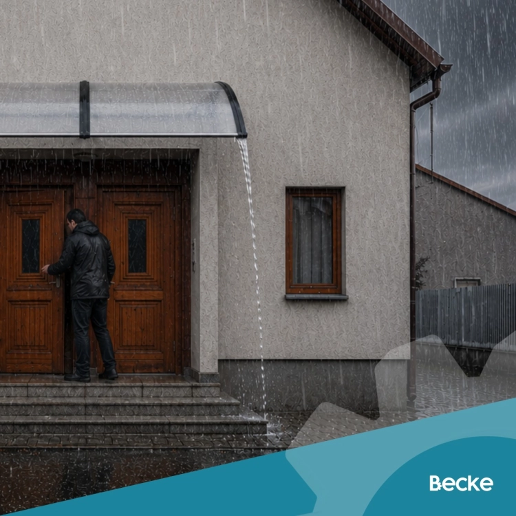 Daszek nad drzwi z rynną poliwęglan 200x100 cm - przeźroczysty | Becke – zdjęcie 13