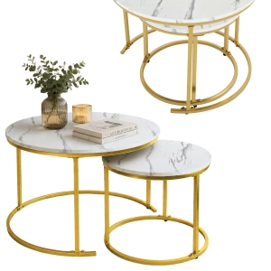 Stoliki okrągłe kawowe industrialne glamour stolik 60x60 40x40 ława zestaw | Seddo