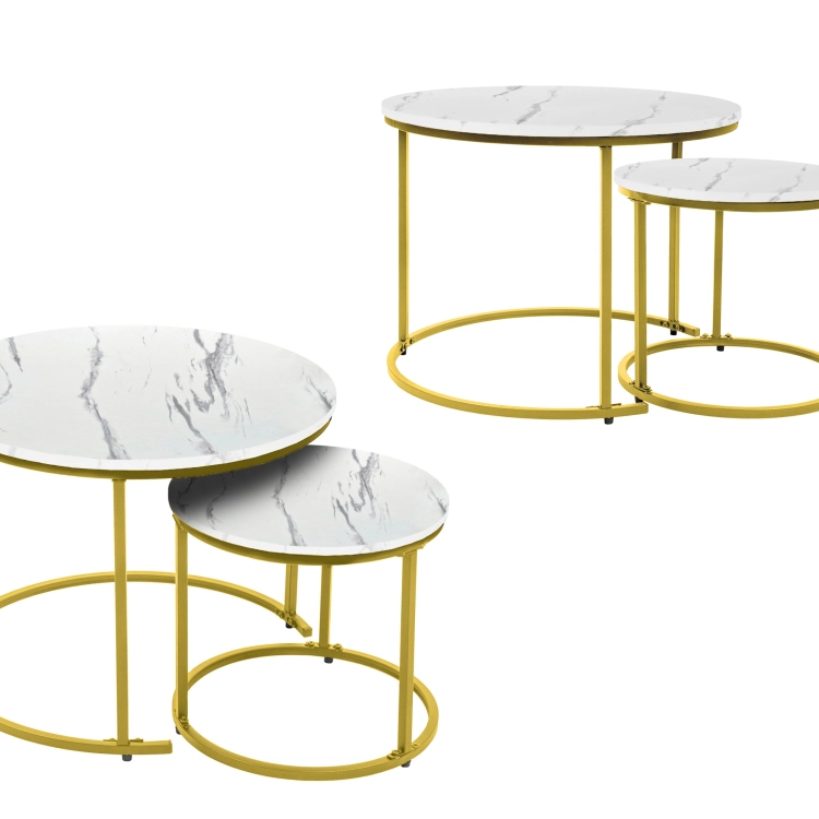 Stoliki okrągłe kawowe industrialne glamour stolik 60x60 40x40 ława zestaw | Seddo – zdjęcie 5