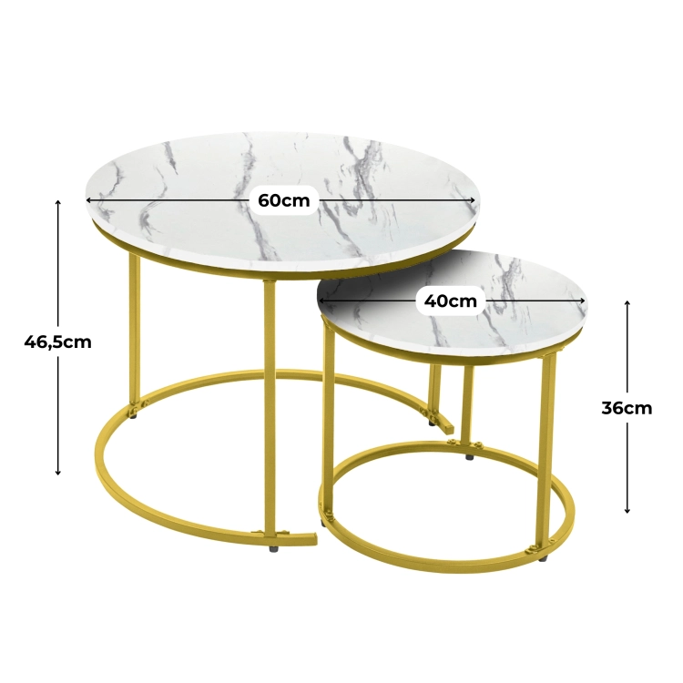 Stoliki okrągłe kawowe industrialne glamour stolik 60x60 40x40 ława zestaw | Seddo – zdjęcie 10