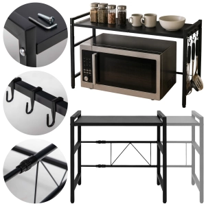 Stojak na mikrofalówkę półka rozsuwana regulacja teleskopowa organizer loft | More&Deco
