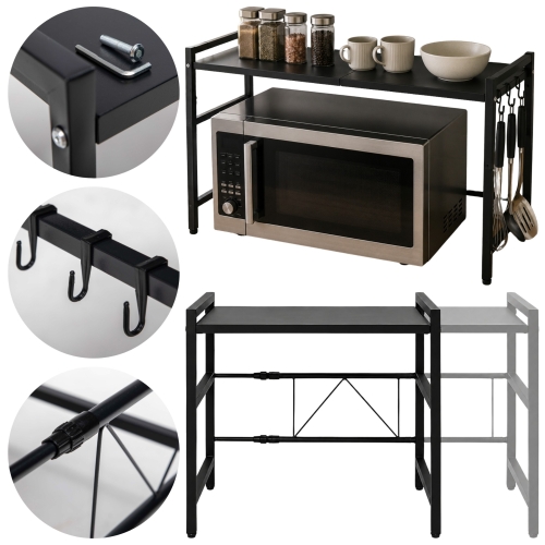 Stojak na mikrofalówkę półka rozsuwana regulacja teleskopowa organizer loft | More&Deco