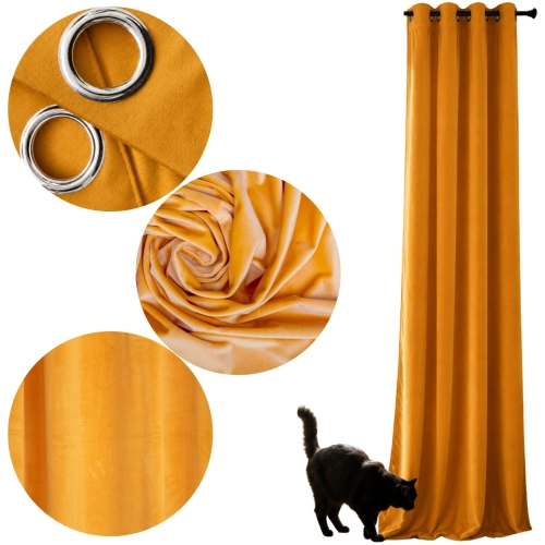 Zasłona welurowa 140x250cm na przelotkach zaciemniająca gotowa velvet gruba | More&Deco
