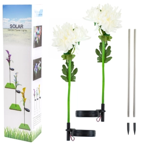 Zestaw 2 szt. lamp led chryzantema biała | GoGarden