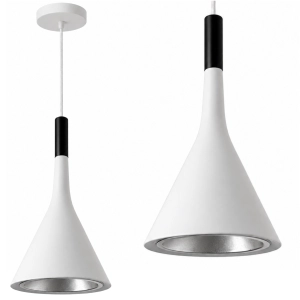 Lampa wisząca sufitowa biała stożkowa nowoczesna