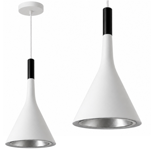 Lampa wisząca sufitowa biała stożkowa nowoczesna