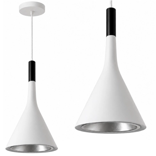 Lampa wisząca sufitowa biała stożkowa nowoczesna