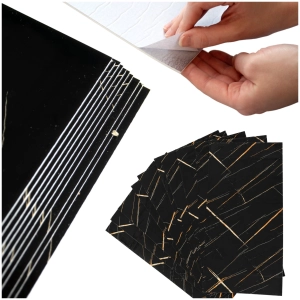 Dekoracyjne panele ścienne samoprzylepne marmur czarny z żółtym 30×60 cm
