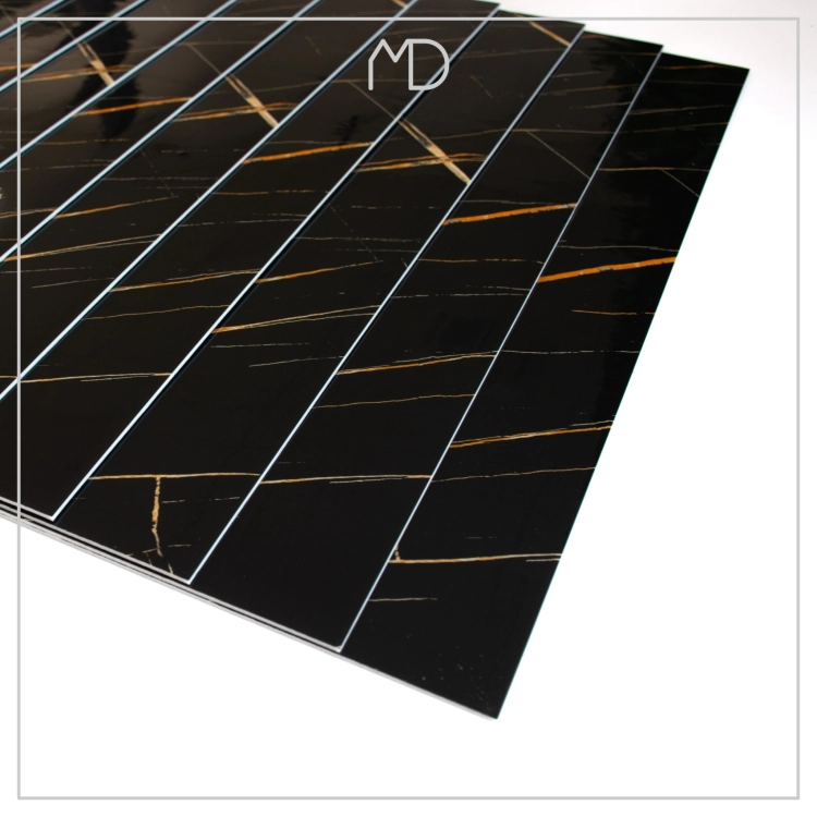 Dekoracyjne panele ścienne samoprzylepne marmur czarny z żółtym 30×60 cm – zdjęcie 2
