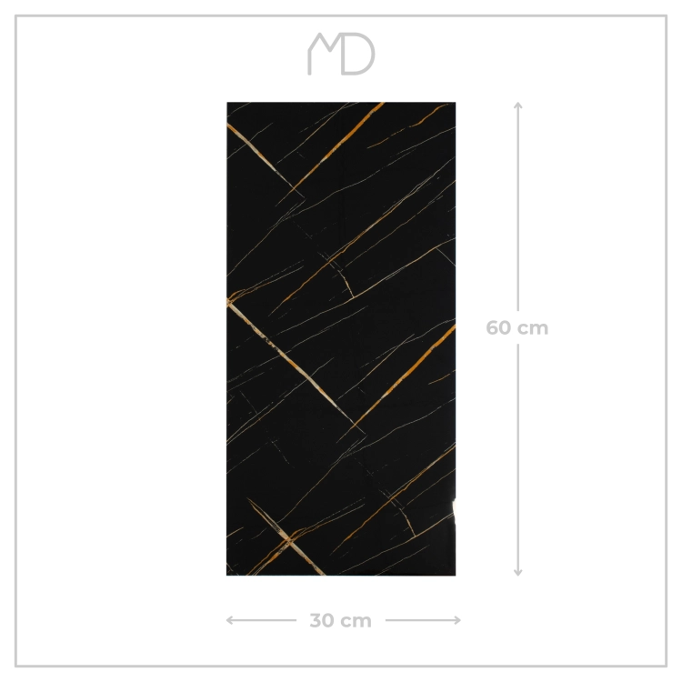 Dekoracyjne panele ścienne samoprzylepne marmur czarny z żółtym 30×60 cm – zdjęcie 5