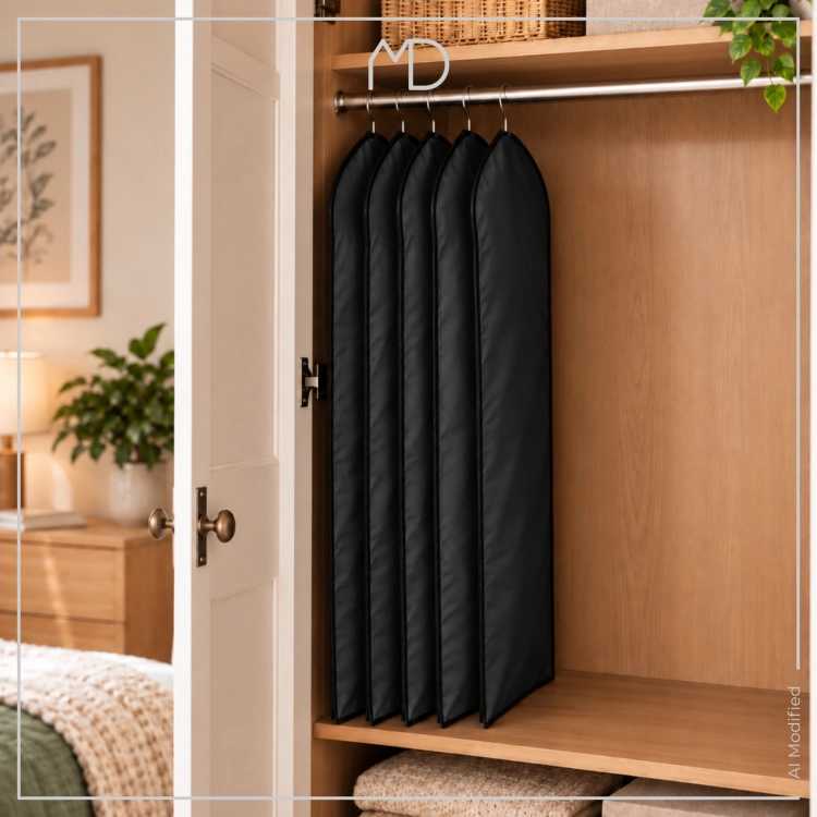 Pokrowce na ubrania 5 sztuk 60x100 cm czarne z zamkiem ochronne | More&Deco – zdjęcie 11