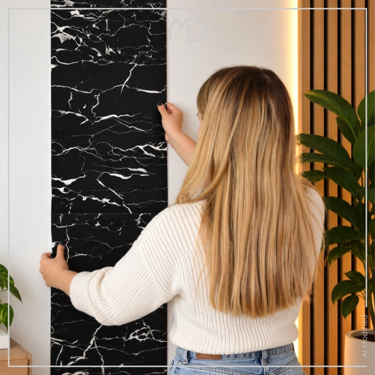 Dekoracyjne panele ścienne samoprzylepne marmur czarny z białym 30×60 cm – zdjęcie 6