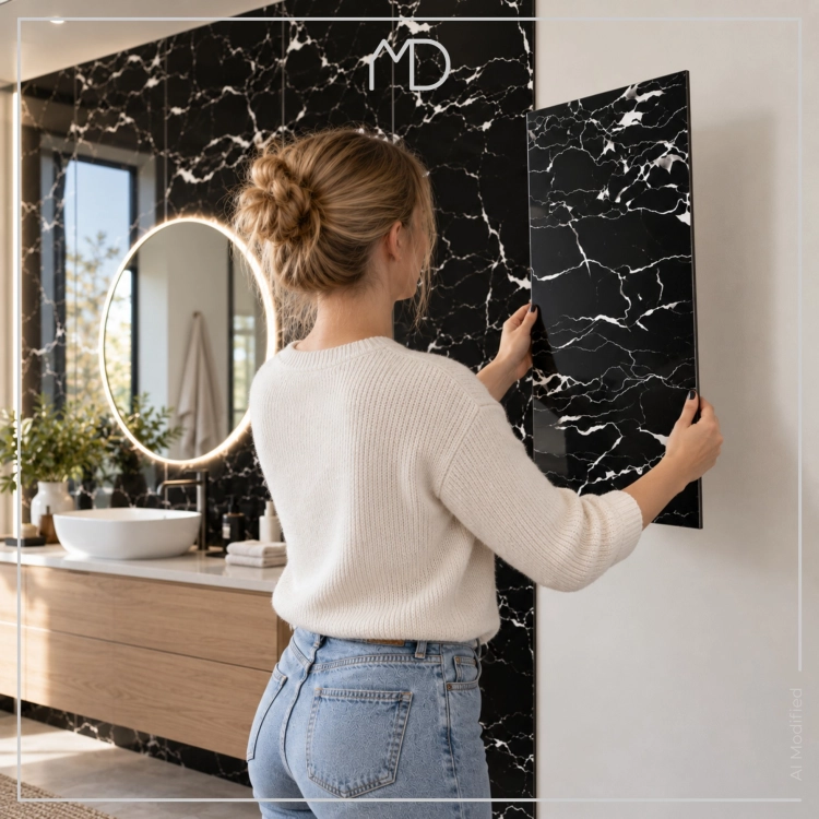 Dekoracyjne panele ścienne samoprzylepne marmur czarny z białym 30×60 cm – zdjęcie 12