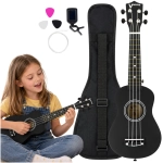 Ukulele sopranowe LUMI czarne + stroik pokrowiec kostki