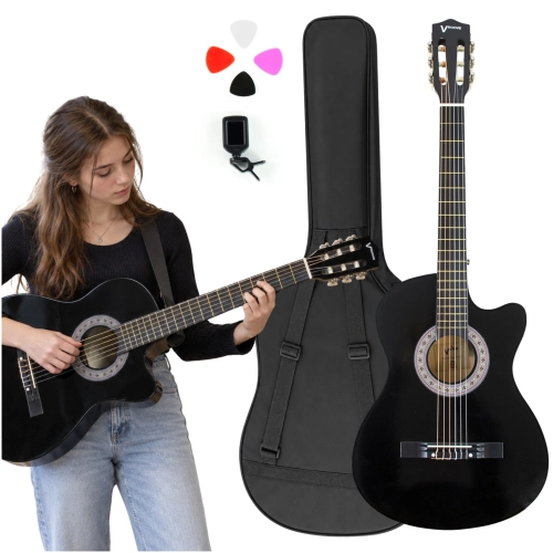 Gitara klasyczna czarna 7/8 CLEO + akcesoria