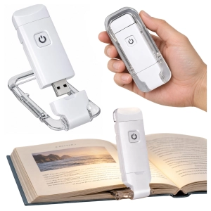 Lampka do czytania LED z klipsem, ładowana przez USB