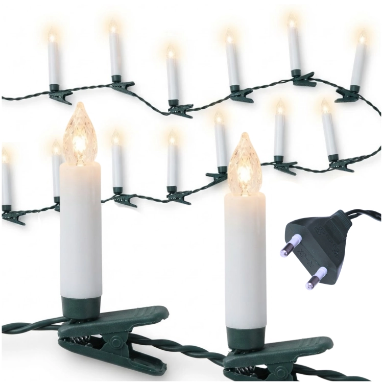 Lampki choinkowe świeczki LED MORE&DECO na klipsach z eurowtyczką