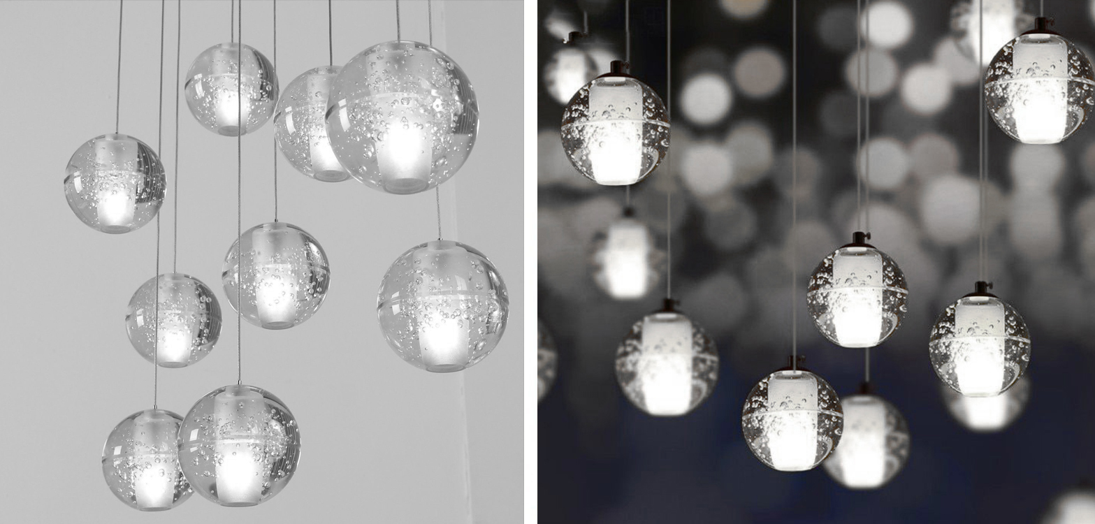 Lampa wisząca sufitowa 6 szklanych kul LED