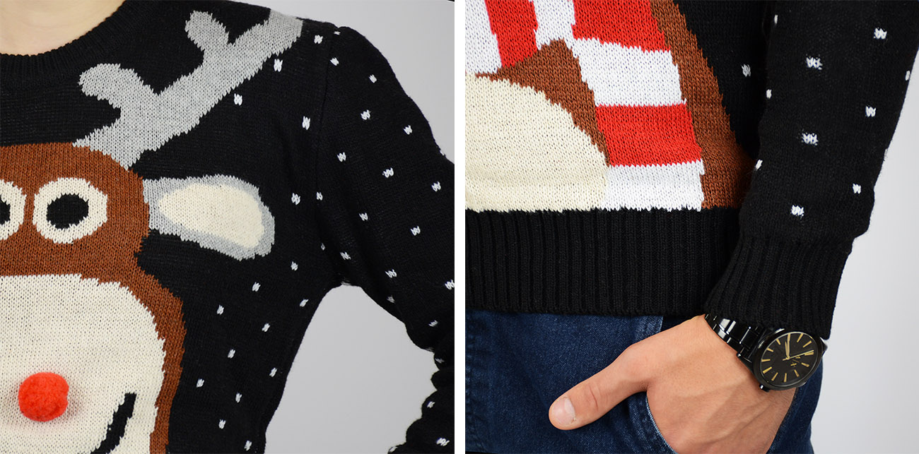 Sweter świąteczny z reniferem czarny