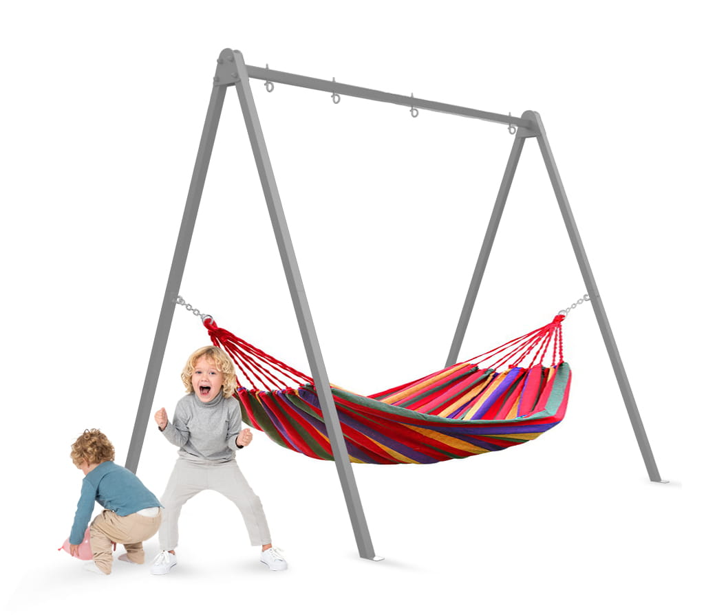 Stelaż na huśtawki i hamak 3w1 260 × 195 × 230 cm – szary – zdjęcie 3