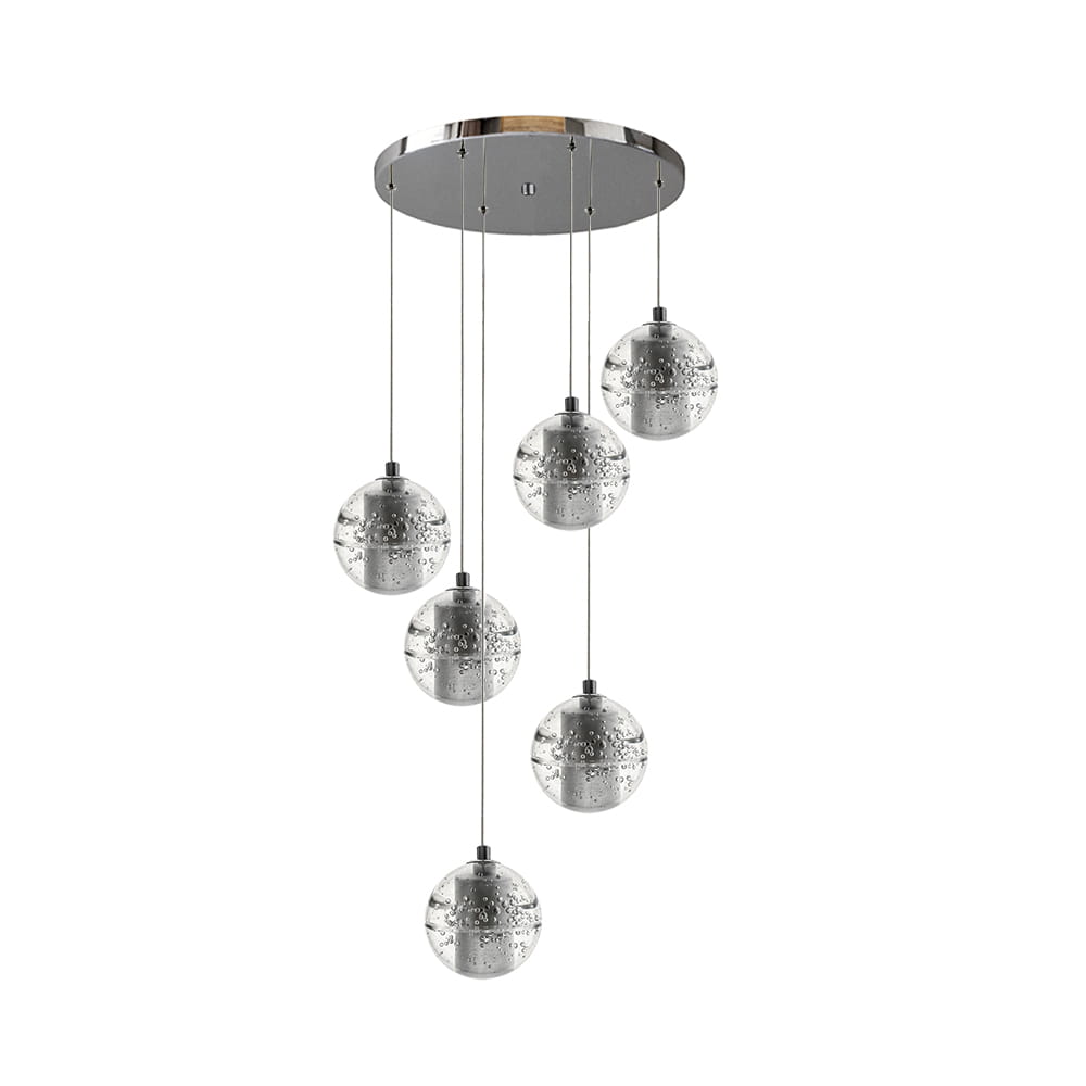 Lampa wisząca sufitowa 6 szklanych kul LED