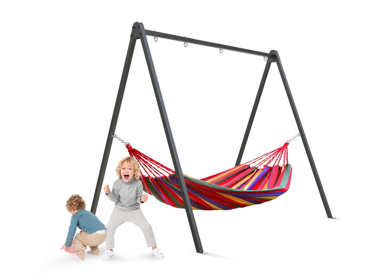 Stelaż na huśtawki i hamak 3w1 260 × 195 × 230 cm – grafitowy – zdjęcie 3
