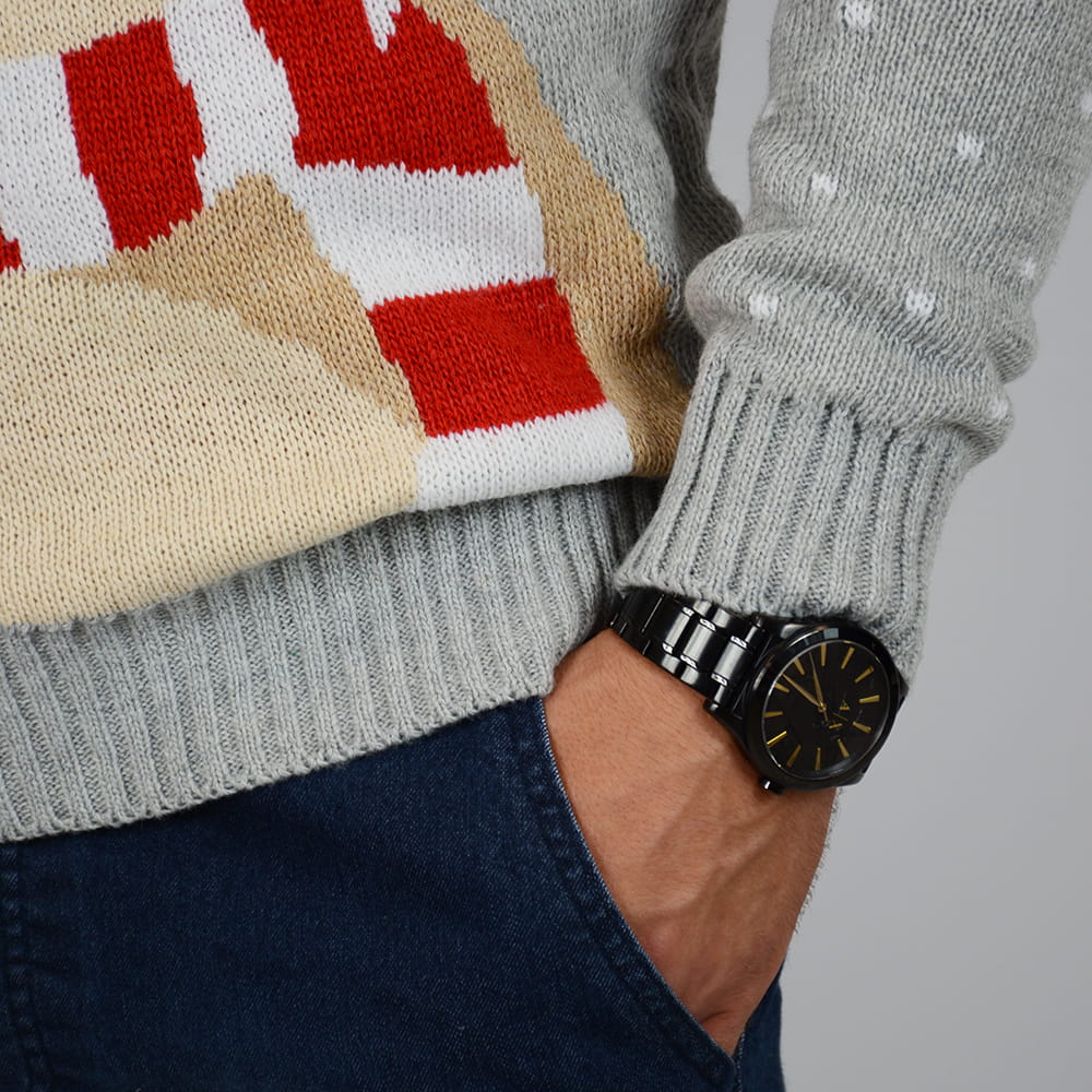 Sweter świąteczny z reniferem z pomponem – szary – zdjęcie 4