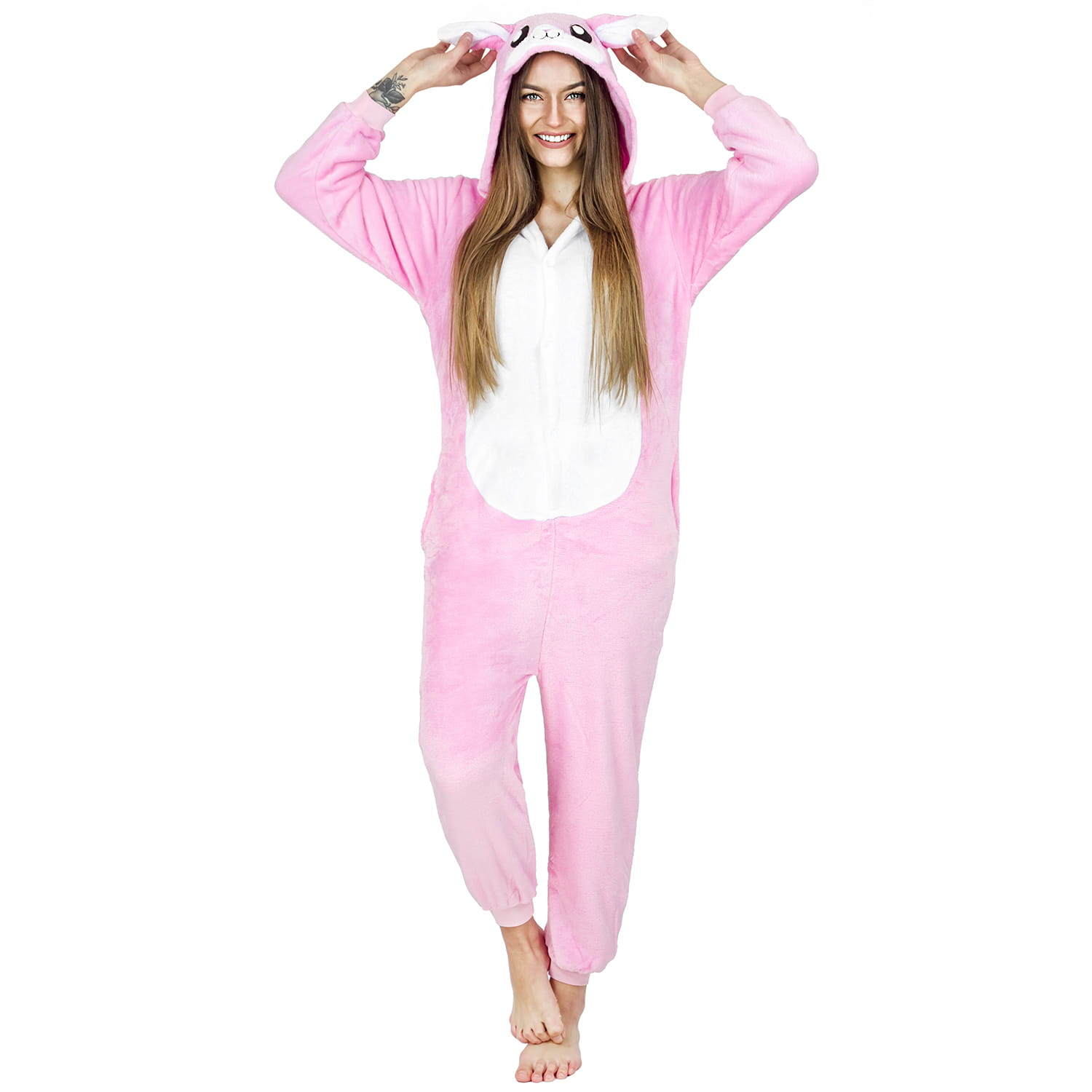 Piżama kigurumi Królik – różowy kombinezon onesie dla dorosłych