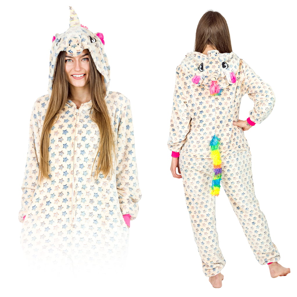 Piżama kigurumi Jednorożec w gwiazdy – kombinezon onesie dla dorosłych