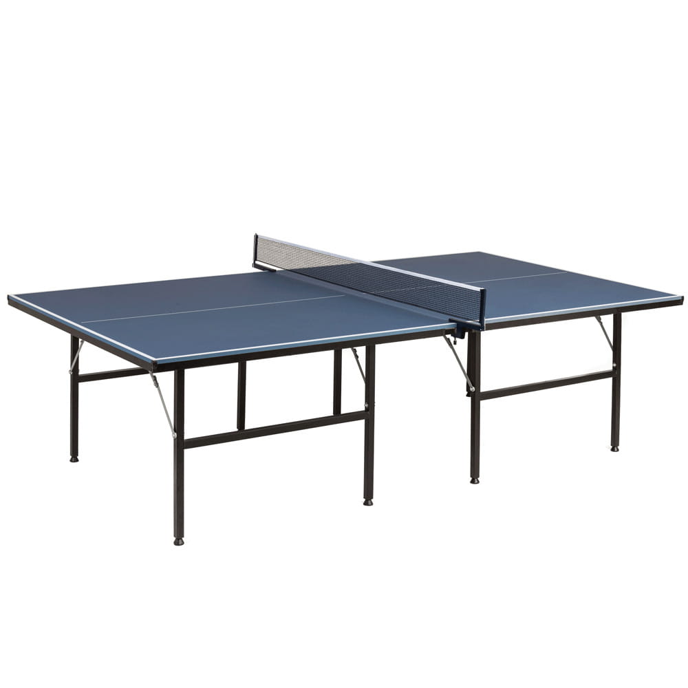 Stół do tenisa stołowego składany 274 × 152 cm z siatką i rakietkami – niebieski – zdjęcie 2