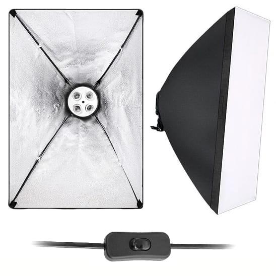 Lampa studyjna softbox z dyfuzorem na cztery żarówki