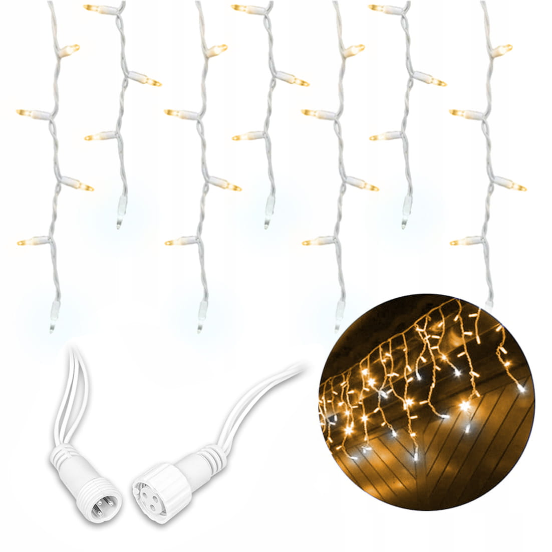 Lampki zewnętrzne sople 500 LED 19 m z efektem flash, IP44 – zdjęcie 3