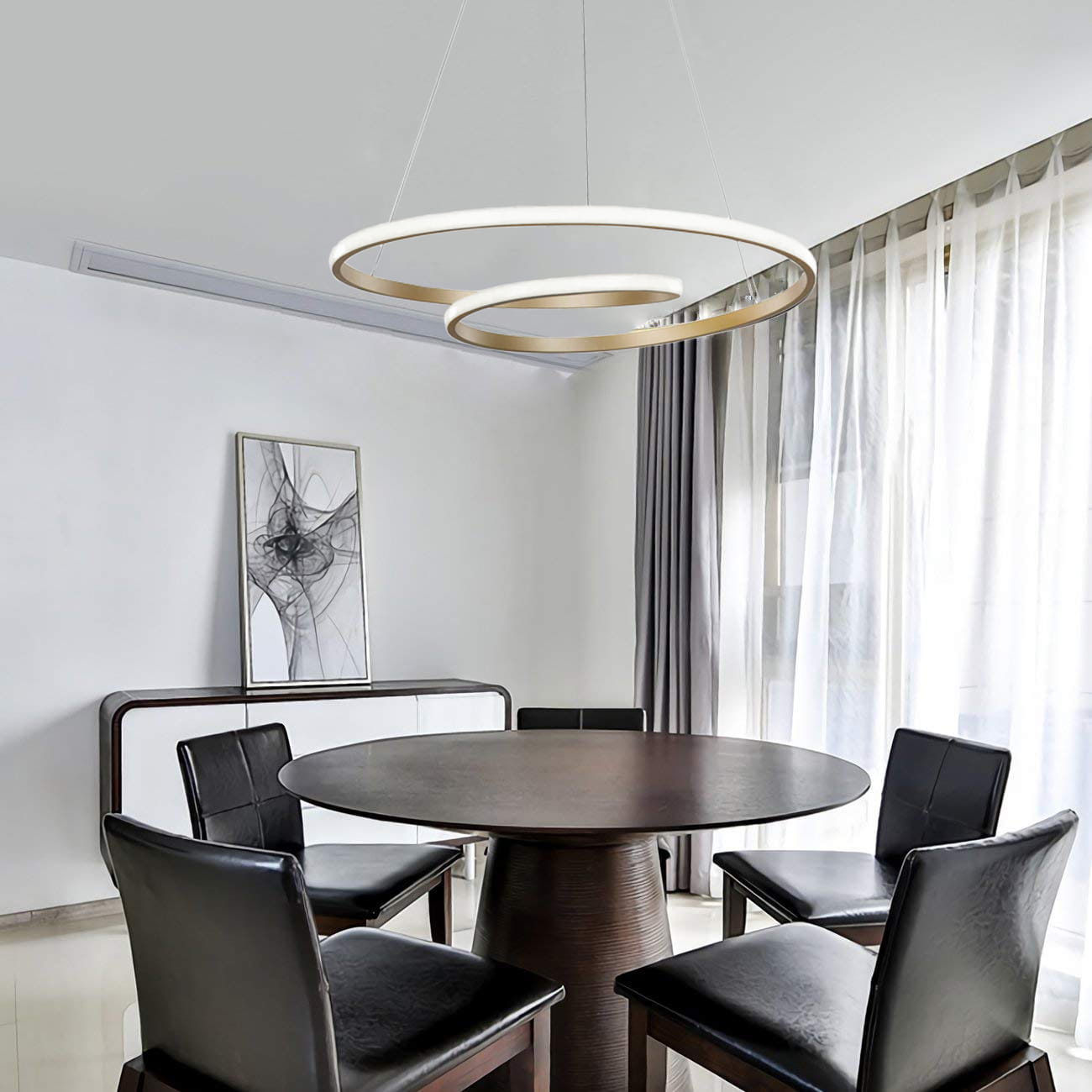 Lampa wisząca LED ring złota pętla
