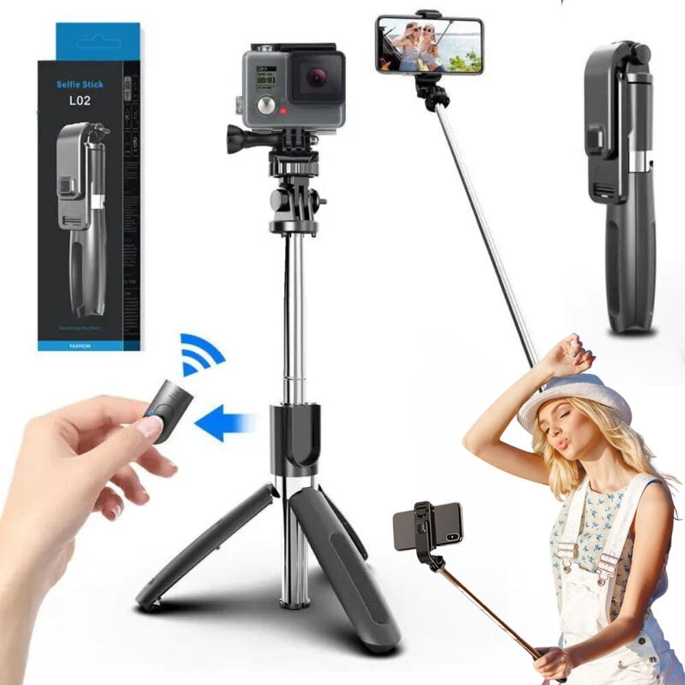 Kijek do selfie i statyw w jednym z pilotem na bluetooth 