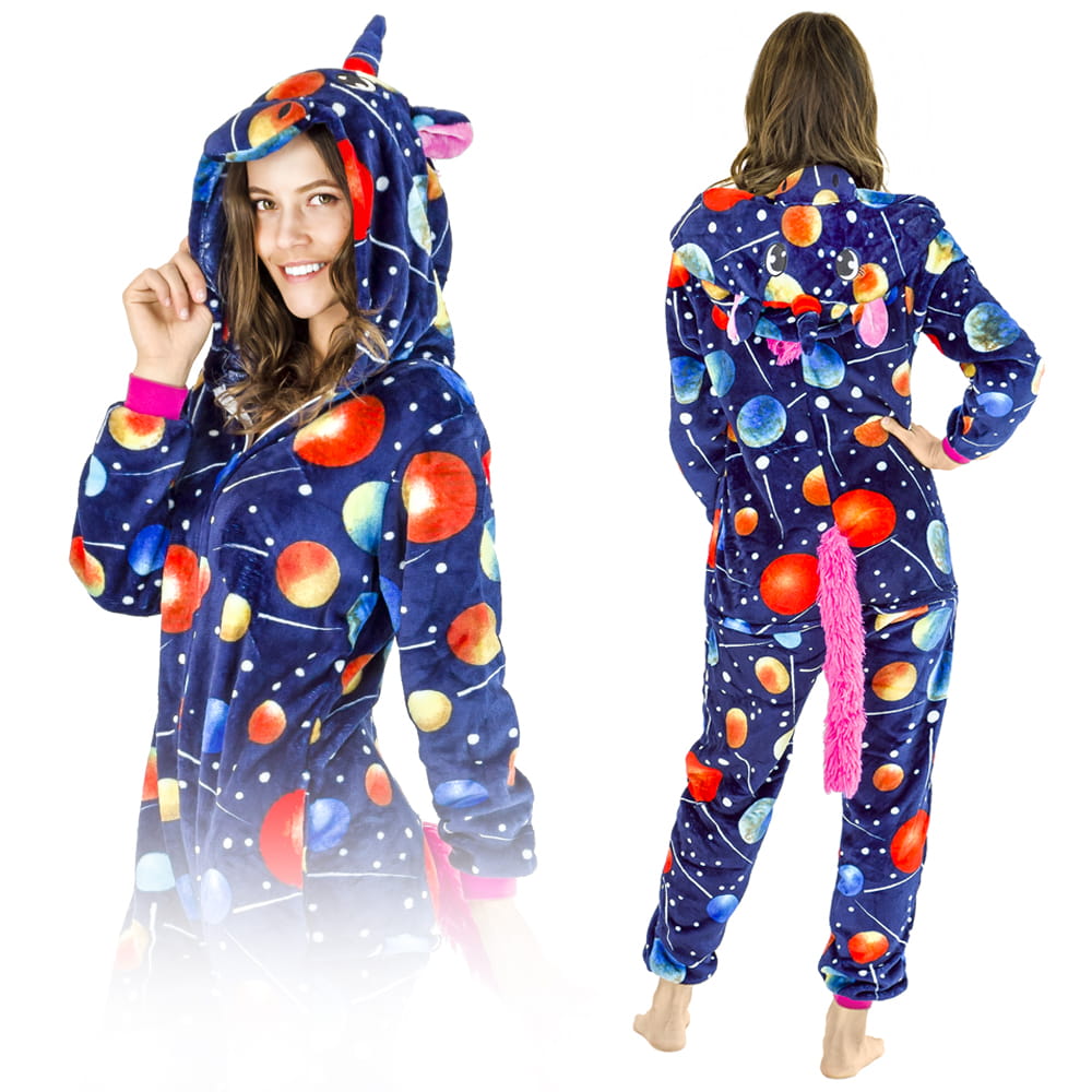Jednorożec w planety Kigurumi Onesie dres piżama kombinezon