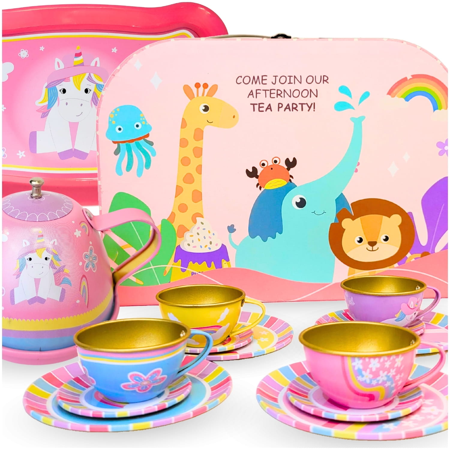 Zestaw do herbaty w walizce dla dzieci unicorn