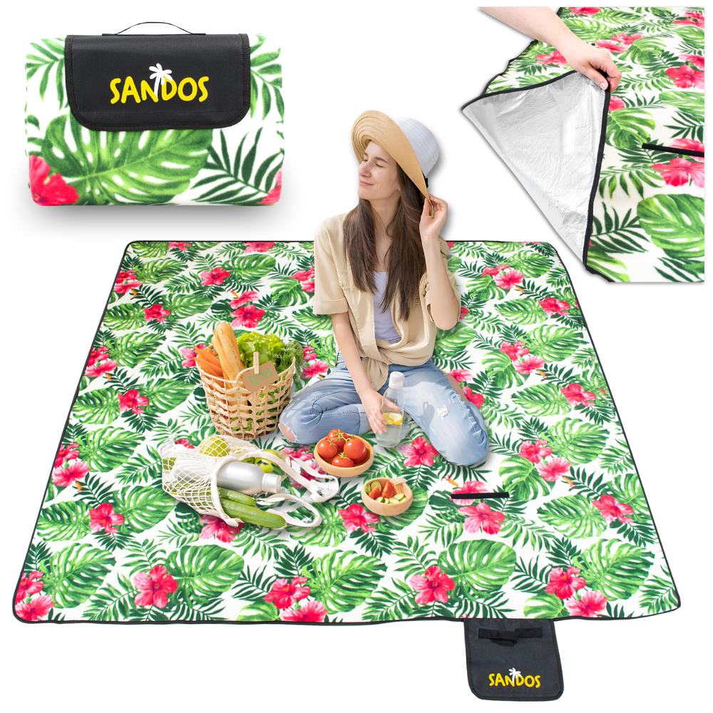 Koc piknikowy 200 x 200 kwiaty