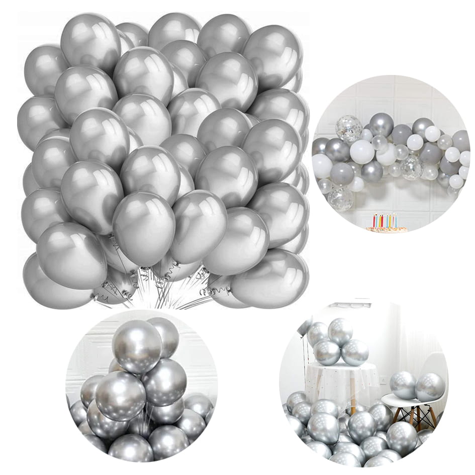 Srebrne balony metaliczne