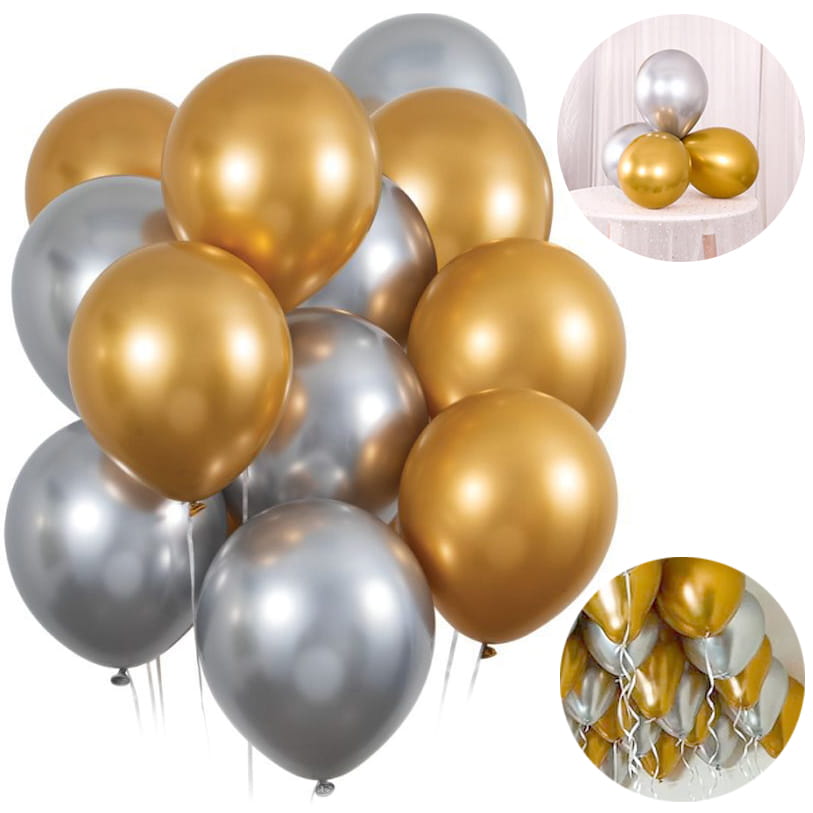 Balony metaliczne - złote srebrne