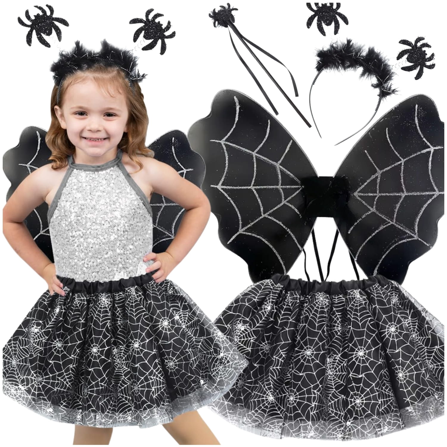 Przebranie halloween dla dziewczynki czarownica wiedźma pajęczyca