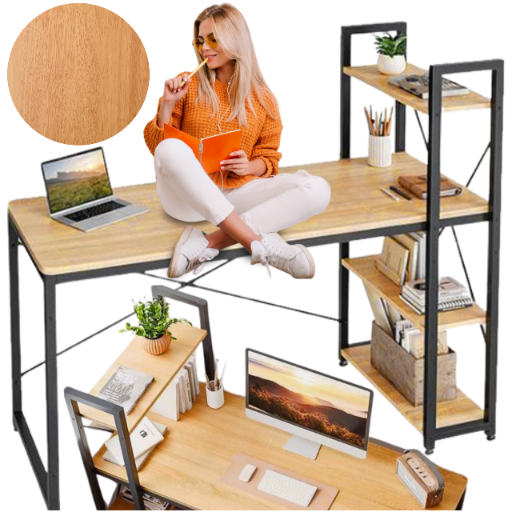 Biurko loft z półkami dąb naturalny