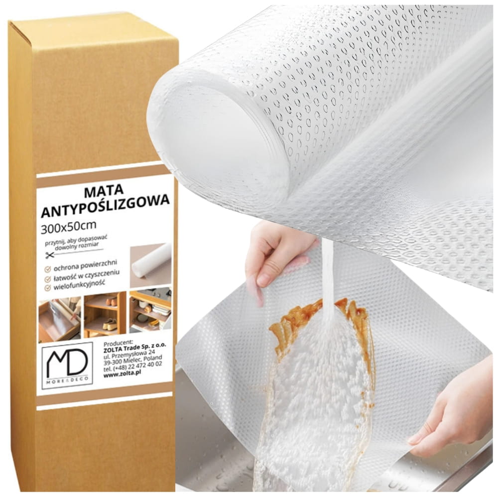 Mata antypoślizgowa transparentna do kuchni szuflad szafek w rolce 300x50cm