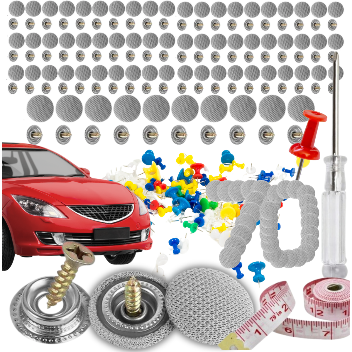 Zestaw do naprawy podsufitek samochodowych szare nity