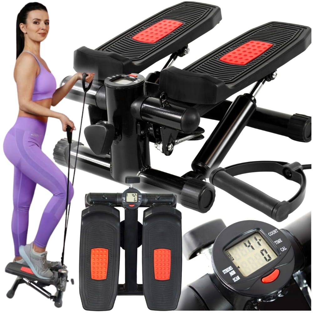 Steper prosty z linkami do ćwiczeń 2w1 wyświetlacz licznik schody fitness
