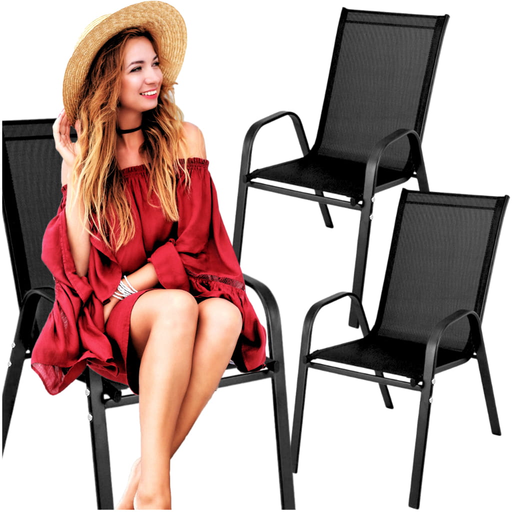 Krzesło ogrodowe metalowe czarne 2 sztuki